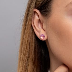 Iridescent Pink and Stainless Steel NOGU Mermaid Glass Stud Earrings